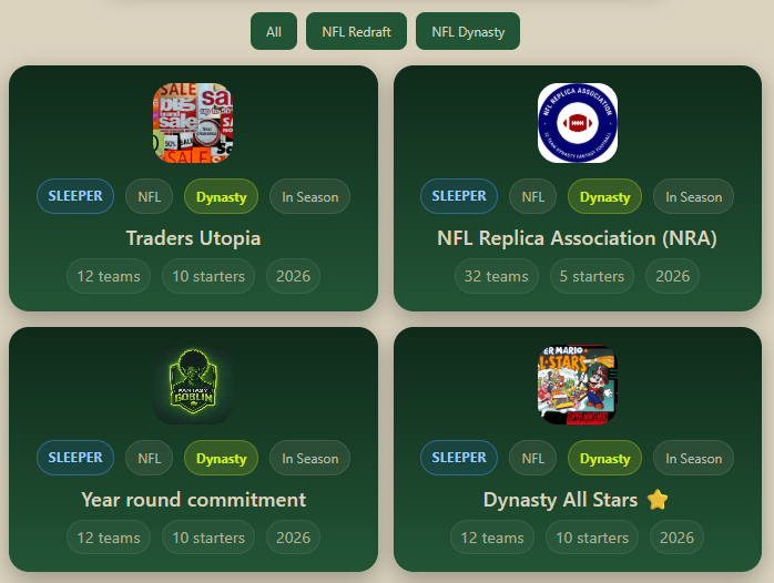 Fantasy Goblin league view built from your own rankings